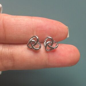 Silver Heart Knot Earrings